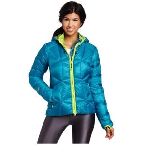 Women's Blue and Green Puffer Jacket